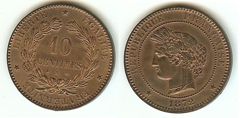 10 Centimes Cérès 1872A Paris Unc/BU
